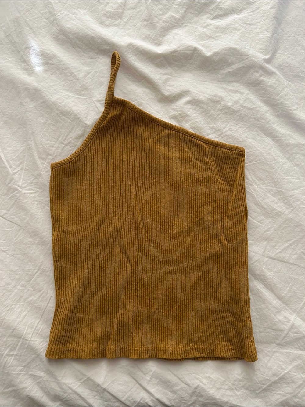Back Beat Co. One-Shoulder Ribbed Tank Top - Mustard